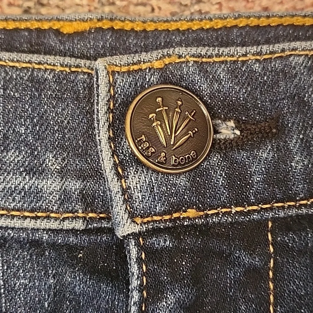 Rag & Bone High Rise Slim Straight Leg Jeans in Dark Paz - Picture 3 of 10